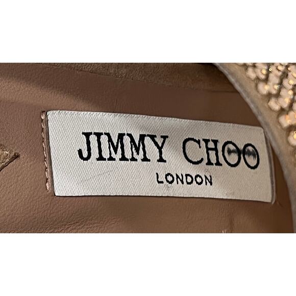7-69 JIMMY CHOO Women\'s Heels Suede Crystal Pink/ Light Peach Size 37/ 6.5